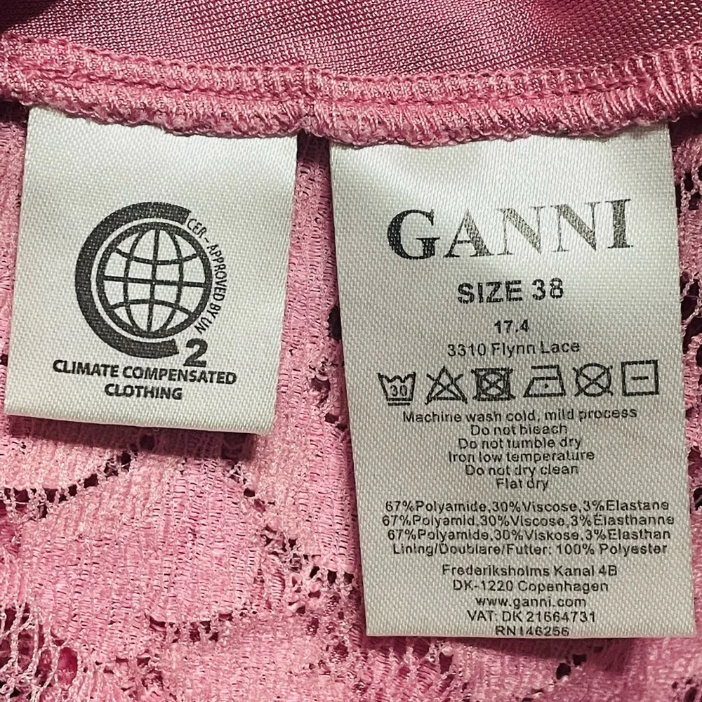 Ganni Lace BodySuit in pink Sz 38/ Sz M - Picture 9 of 10